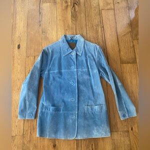 St John’s Bay light Blue Suede coat…great condition, barely worn